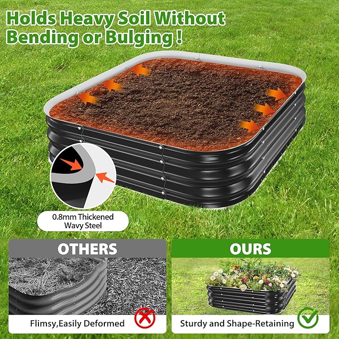 Galvanized Raised Garden Bed for Gardening, Modular Above Ground Growing - Image 5