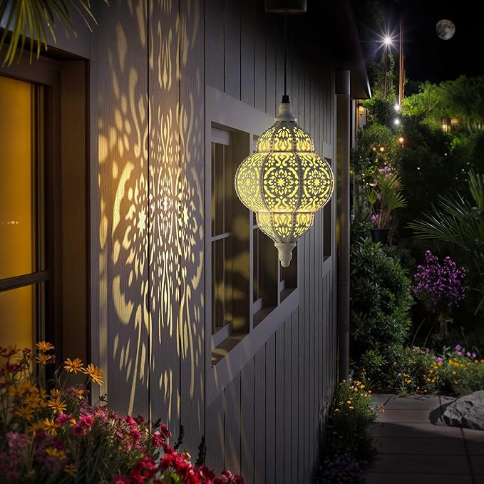 Hanging Solar Lights Outdoor Garden Decor Solar Lantern Waterproof Plastic - Image 7