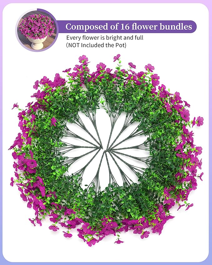 Artificial Flowers for Outdoors Faux Outside Plants Spring Summer Decorations - Image 3