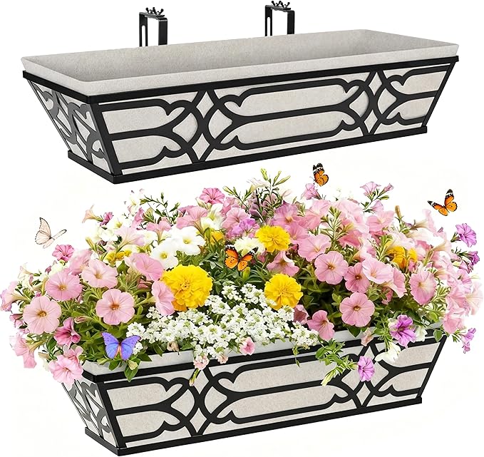 2 Pack 24 Inch Railing Boxes Planter by cheehigo