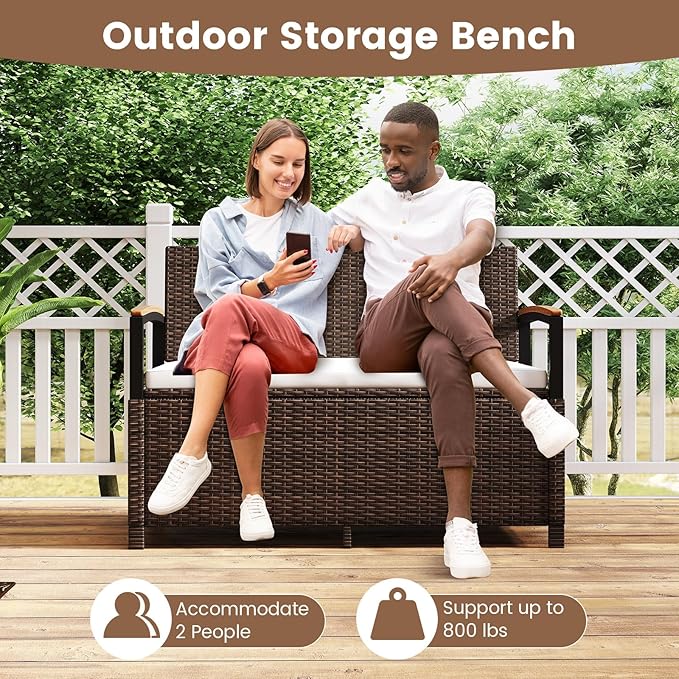 Tangkula 46 Gallon Outdoor Bench - Image 5