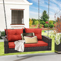 DWVO Hanging Porch Swing Chair Outdoor Wicker Rattan Patio Swing Lounge 2 Seats by DWVO