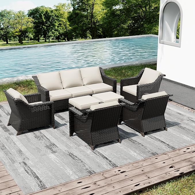 Joyside Wicker Patio Furniture Sets, 7 Pieces Upgraded Large Size Outdoor - Image 6