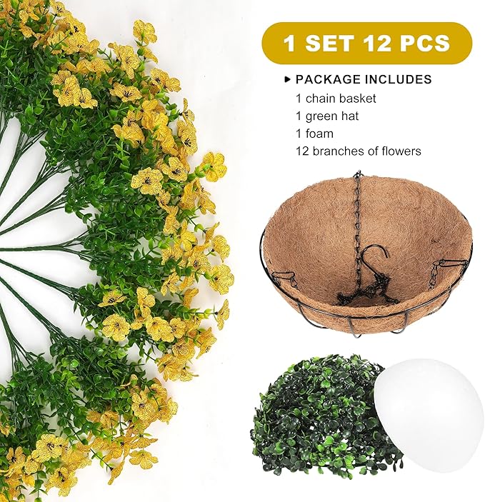 Artificial Faux Hanging Mums Plants Flowers Basket - Image 3