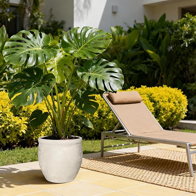 12" Dia Fiberstone Planter – Modern Farmhouse Indoor/Outdoor Flower Pot - Image 6