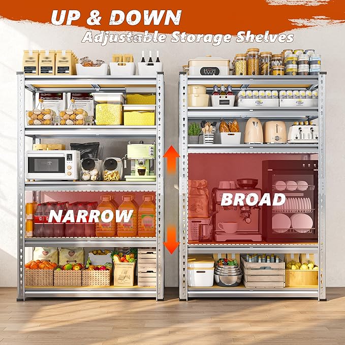 REIBII Garage Shelving, 5 Tier Storage Shelves Load 2400LBS, Adjustable Garage - Image 6