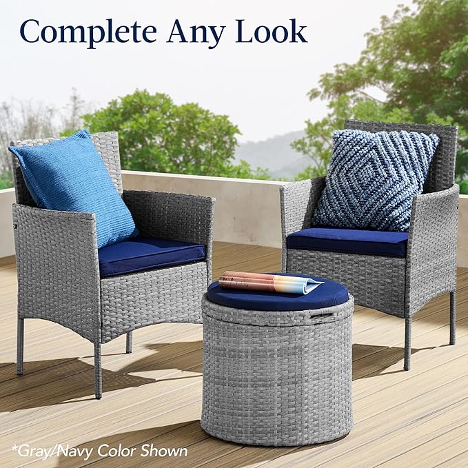 Best Choice Products Round Wicker Ottoman, Additional Seating, Side Table - Image 8