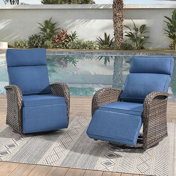 Zero Gravity Patio Swivel Rocking Recliner Chairs Set of 2 by JelwalyPatioFurnitureSet