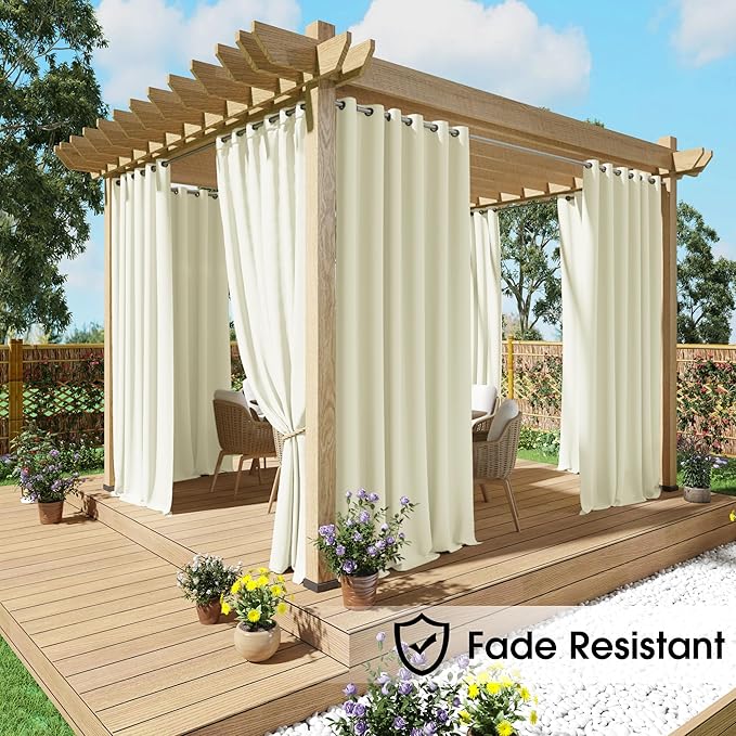 NICETOWN Fade Resistant Outdoor Patio Curtains Waterproof 2 Panels, Xenon Arc - Image 3