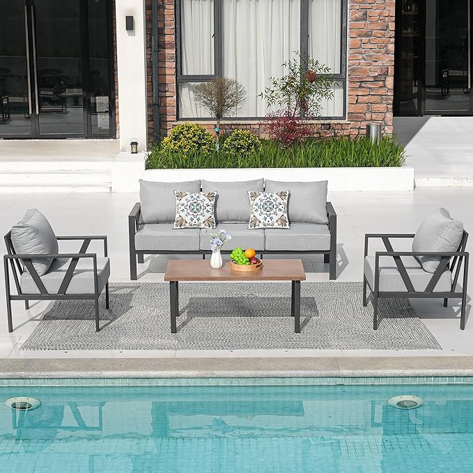 Outdoor Patio Furniture Set, 4 Pieces Metal Patio Furniture Set - Image 8