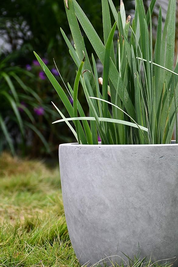 Kante 14 Inch Dia Round Concrete Planter, Indoor Outdoor Large Plant Pot - Image 19