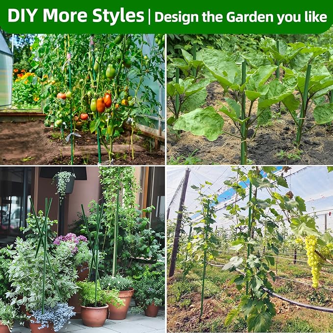 Garden Stakes 16 Inch 70 Pack, Diy 4ft 5ft 6ft 7ft 8ft Tomato Stakes Plastic - Image 5