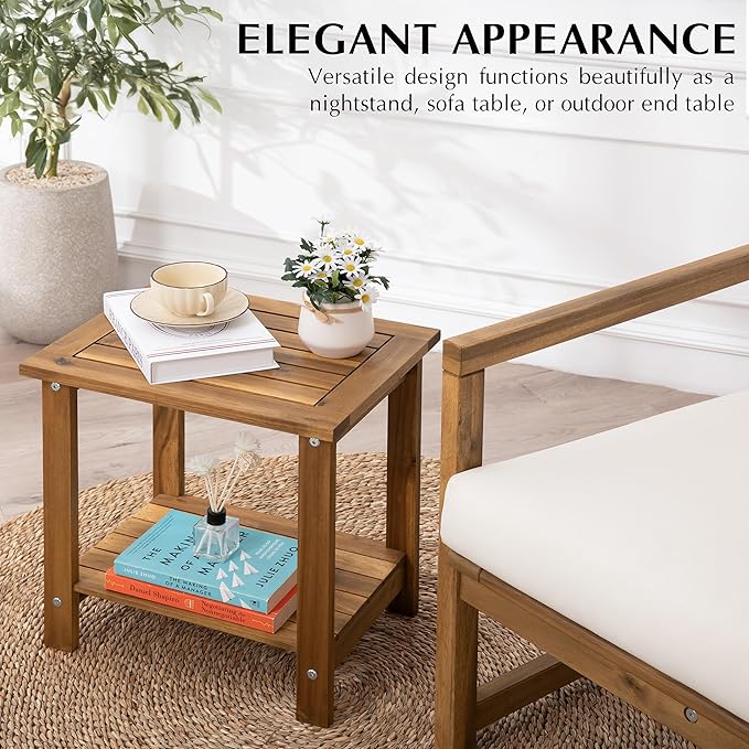 Double Adirondack Side Table, Weather-Resistant Rectangular End Table - Image 8