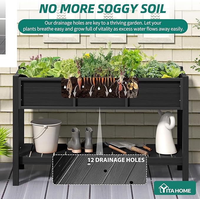 YITAHOME 48x18x30in Raised Garden Bed HDPE, Weather-Resistant Poly Lumber - Image 3