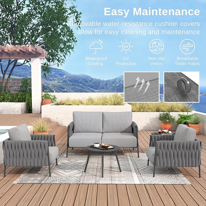 EAST OAK Life Chatter 4 Pieces Patio Furniture Set, Outdoor Furniture - Image 5