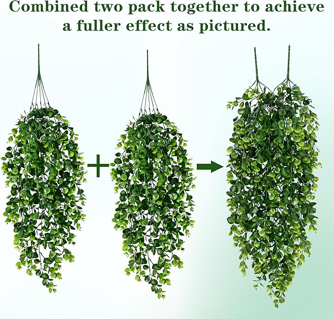 Waipfaru 4Pcs Fake Hanging Plants 2.7ft Fake Plants Eucalyptus Leaves UV - Image 5