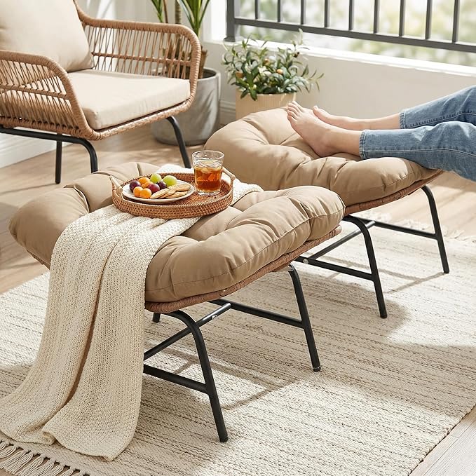 NICESOUL Indoor Outdoor Ottoman Set of 2, Large Wide Double Patio Footstool - Image 5