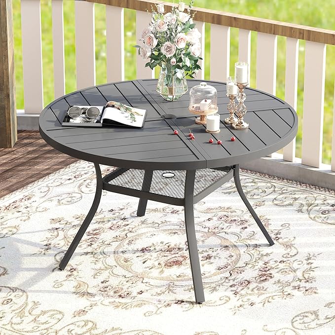 VICLLAX Round Patio Table with Adjustable Umbrella Hole - Image 2