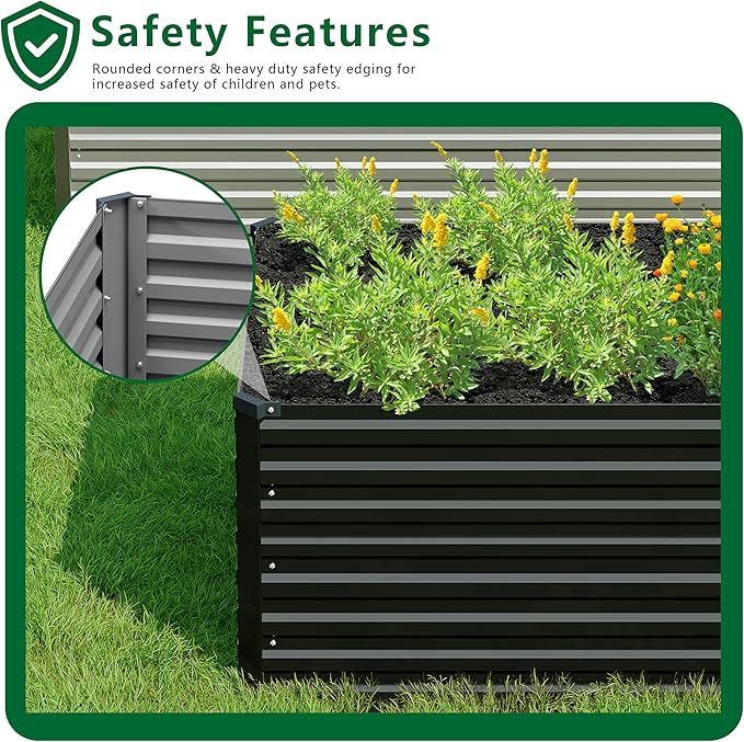12x4x2FT Galvanized Raised Garden Bed Kit, Vegetable Plant Boxes-Rectangle - Image 4