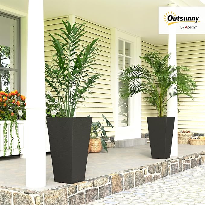 Outsunny 23 Inch Tall Planters for Outdoor Plants, Weather and UV Resistant - Image 2