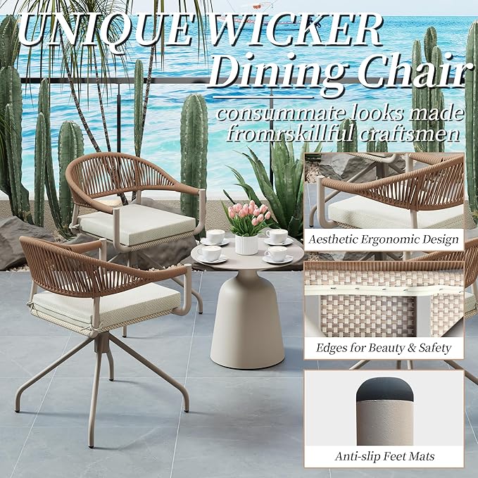 TWT Patio Dining Chairs Outdoor Stackable Dining Chairs - Image 6