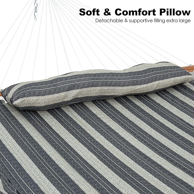2 Person Hammocks for Outside, Double Quilted Fabric Outdoor Hammock - Image 3