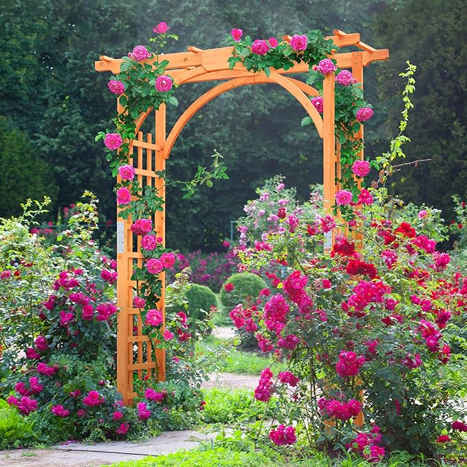 Yaheetech 85in Wooden Garden Trellis Horticulture Garden Arch Arbor - Image 2