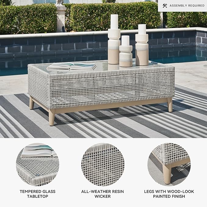 Signature Design by Ashley Seton Creek Casual Resin Wicker Outdoor Coffee Table - Image 4
