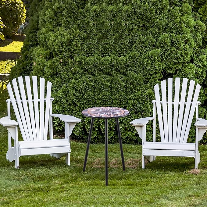 Party Zealot Metal Mosaic Round Side Tables Set of Two 13.4" Small Outdoor - Image 8