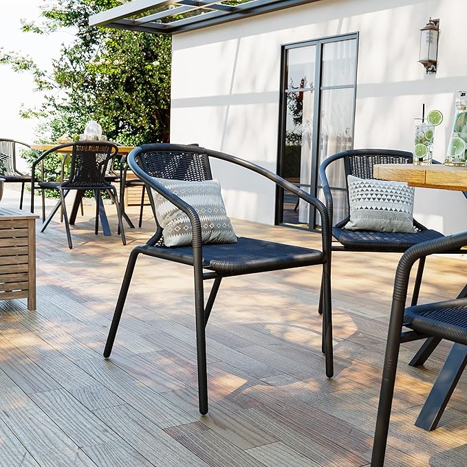 Amopatio Outdoor Dining Chairs Set of 6, Rattan Patio Chairs Wicker, Stackable - Image 8