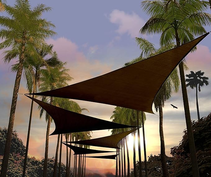 Amgo 20' x 20' x 20' Brown Triangle Sun Shade Sail UPF50+ Canopy Awning AGSLT by Amgo