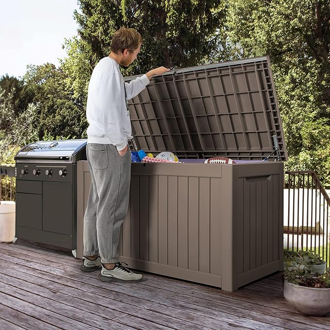 Devoko XXL 230 Gallon Resin Large Deck Box Waterproof Outdoor Storage Box - Image 3