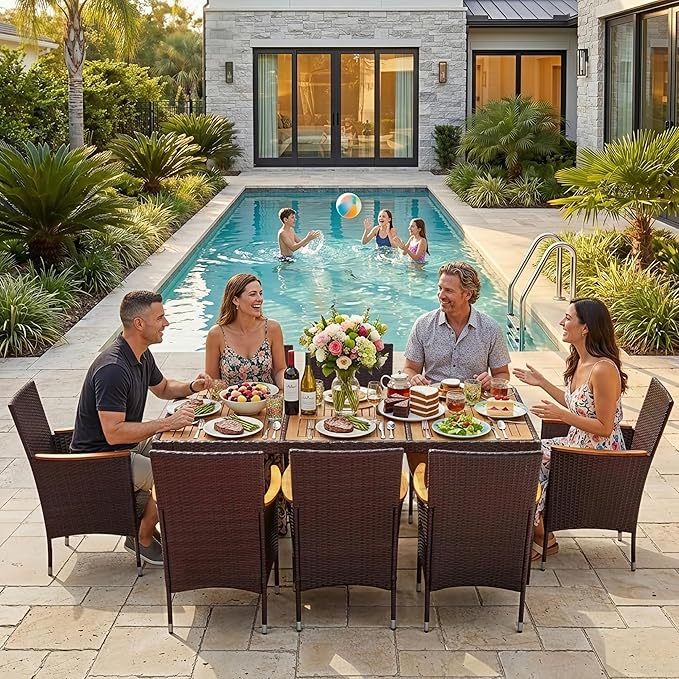 Greesum 9 Pieces Outdoor Patio Dining Set, Conversation Sets - Image 2