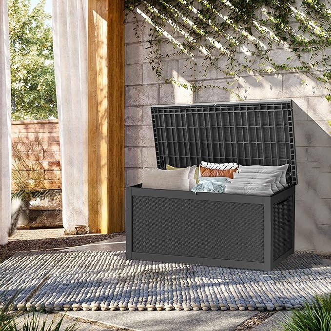 TARKARI 320 Gallon Lockable Resin Deck Box, Waterproof & UV-Resistant Outdoor - Image 3