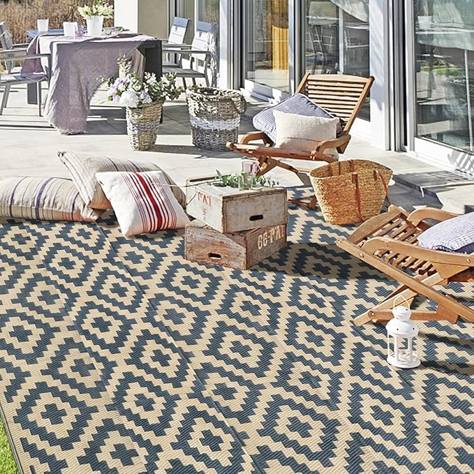 SAND MINE Reversible Mats, Plastic Straw Rug, Modern Area Rug, Large Floor Mat - Image 7