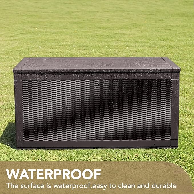 Devoko 100 Gallon Waterproof Large Resin Deck Box Indoor Outdoor Lockable - Image 4