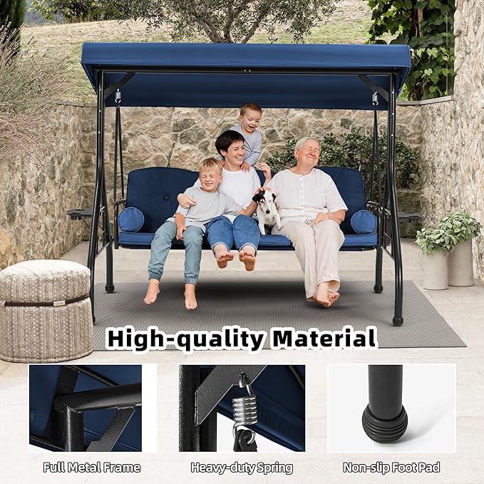 HOMREST 3 Seat Outdoor Porch Swing - Image 3