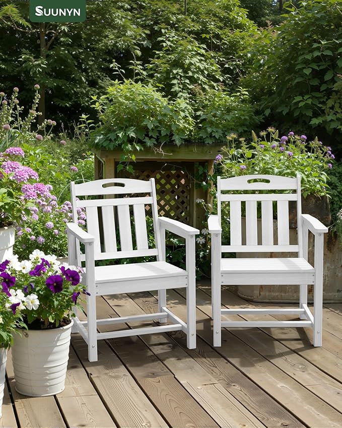 Patio Chairs Set of 2, HDPE Outdoor Dining Chairs - Image 8