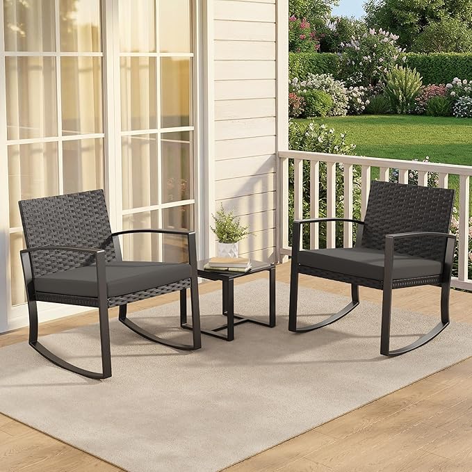 3 Pieces Patio Furniture Set Rocking Bistro Set, Outdoor Patio Furniture Set - Image 7