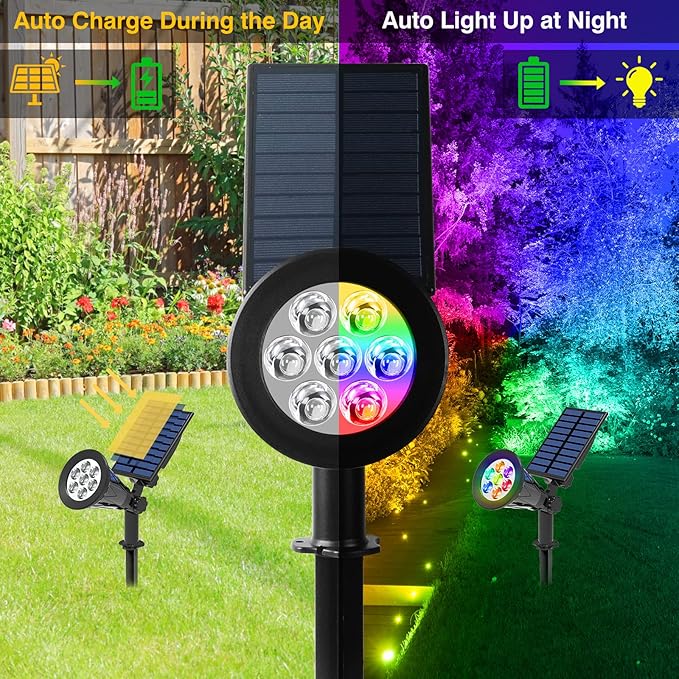 T-SUN Solar Spotlights for Outsides, Christmas Solar Lights Outdoor Waterproof - Image 3