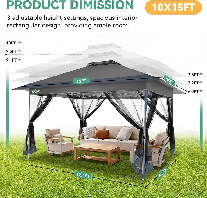 COBIZI 10x15 FT Pop up Gazebo on Clearance - Image 5