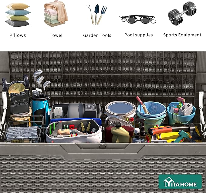 YITAHOME 100 Gallon Resin Deck Box, Weather Resistant Outdoor Storage Box - Image 4