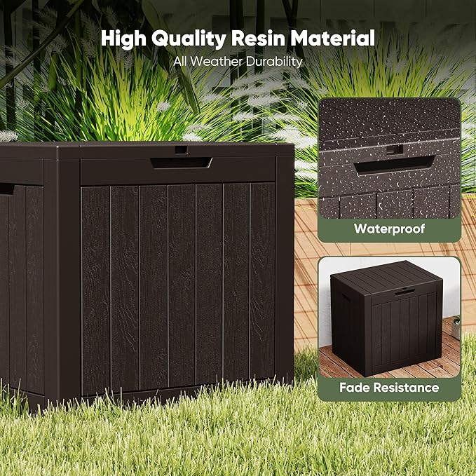 NEWBULIG 31 Gallon Deck Box, Weatherproof Resin Lockable Outdoor Storage - Image 2