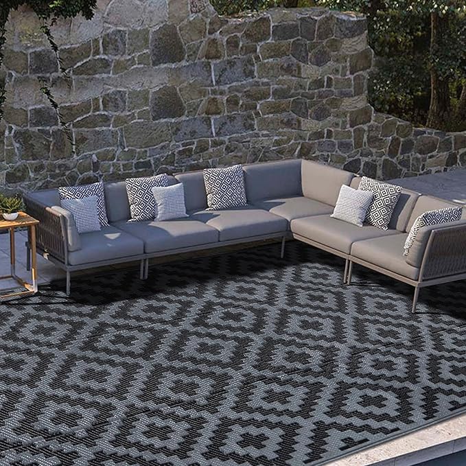 SAND MINE Waterproof Outdoor Rug 9x18 ft, Plastic Reversible Rug, Modern Area - Image 5