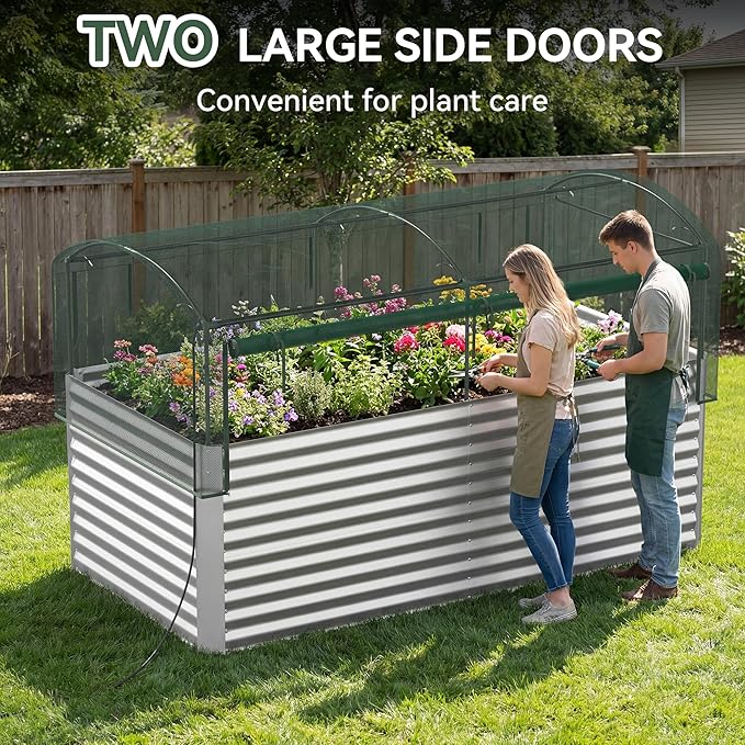 8x4x3 ft Tall Galvanized Raised Garden Bed - Image 7