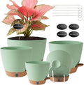Self Watering Pots for Inoor Ourdoor Plants 8/7/6.5/6/5 Inch Plastic Planters by Fielda