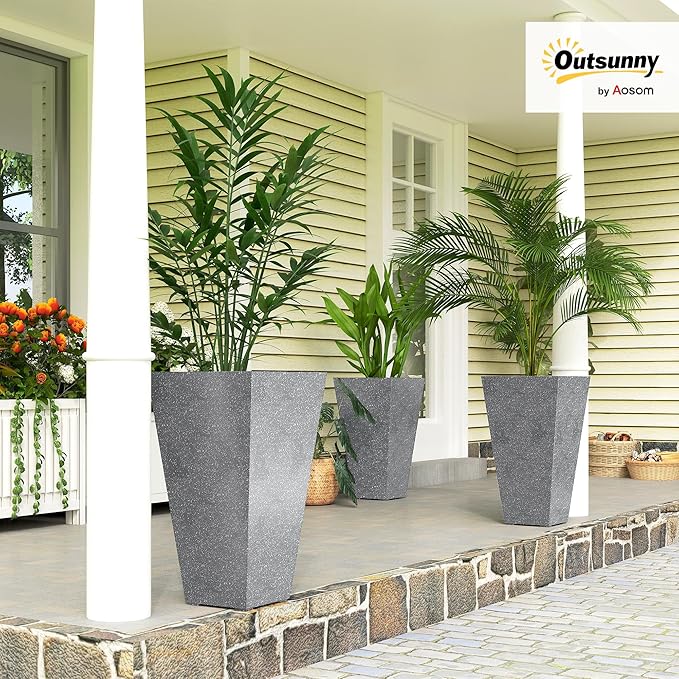 Outsunny 28 Inch Tall Planters for Outdoor Plants, Stackable Tapered Large - Image 2