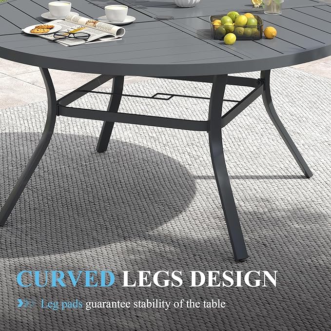 VICLLAX Patio Table and Chair Set of 8, All Weather Metal Round Outdoor Dining - Image 6