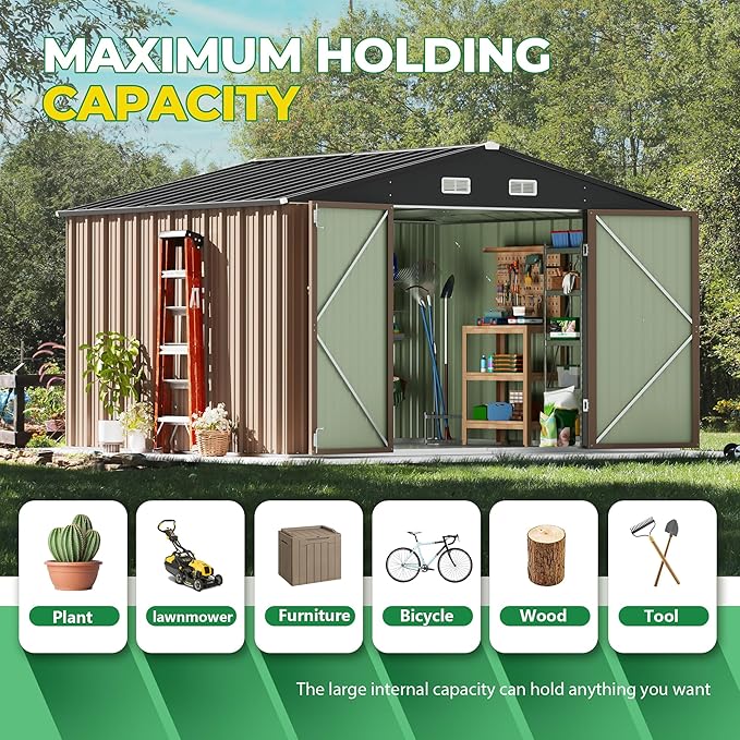 Devoko 10 x 8 FT Outdoor Storage Shed, Metal Garden Sheds & Outdoor Storage - Image 5