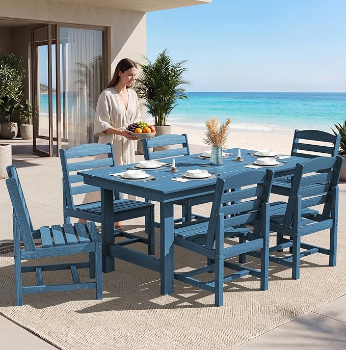 SERWALL Patio Dining Sets for 6 Person, HDPE Dining Set - Image 6
